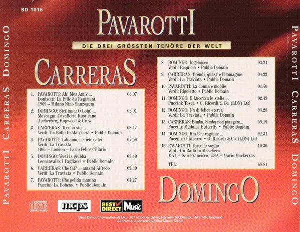 Luciano Pavarotti / José Carreras / Placido Domingo : Die Drei Grössten Tenöre Der Welt (CD, Comp, RE)