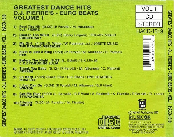 Various : Greatest Dance Hits - D.J. Pierre's - Euro Beats Vol.1 (Special Edition) (CD, Comp)