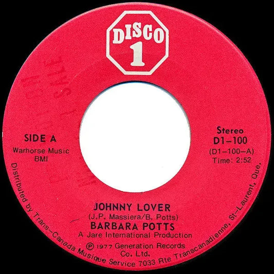 Barbara Potts : Johnny Lover (7")