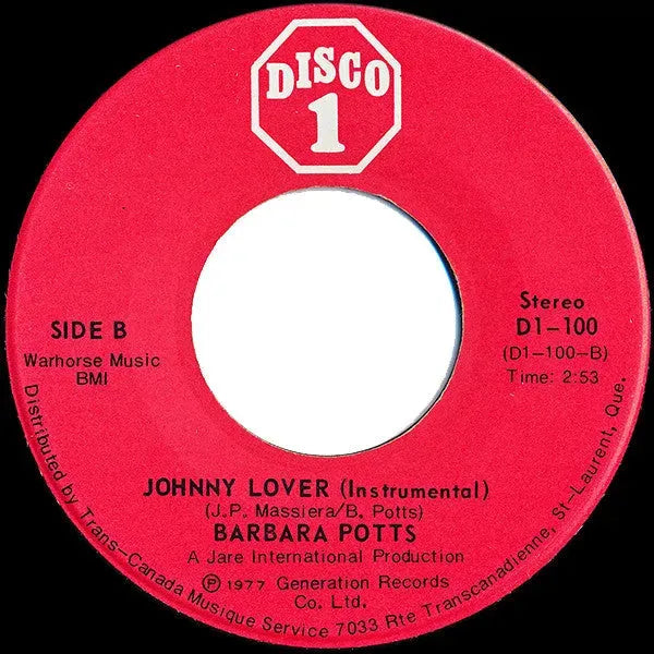 Barbara Potts : Johnny Lover (7")