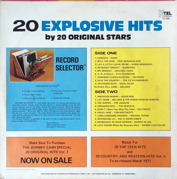 Various : 20 Explosive Hits By 20 Original Stars (LP, Comp)