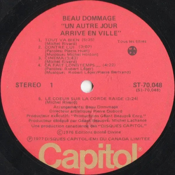 Beau Dommage : Un Autre Jour Arrive En Ville... (LP, Album)