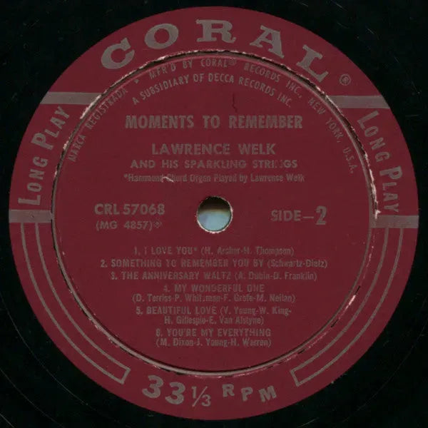 Lawrence Welk And His Sparkling Strings : Moments To Remember (LP, Album)