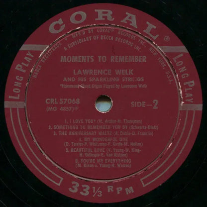 Lawrence Welk And His Sparkling Strings : Moments To Remember (LP, Album)