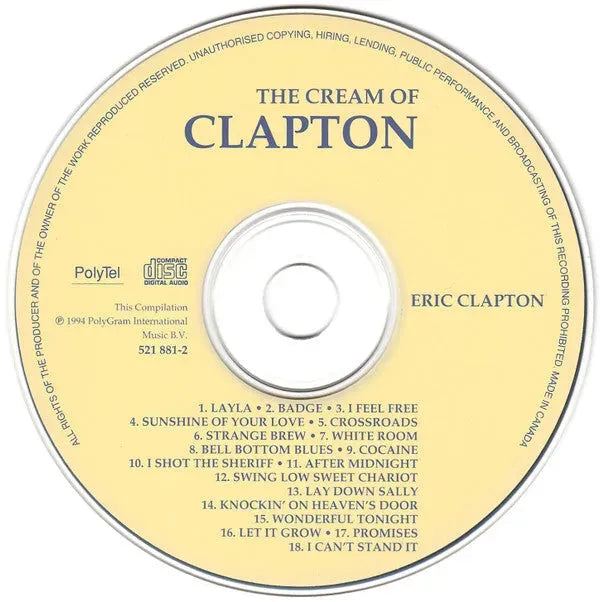 Eric Clapton : The Cream Of Clapton (CD, Comp)