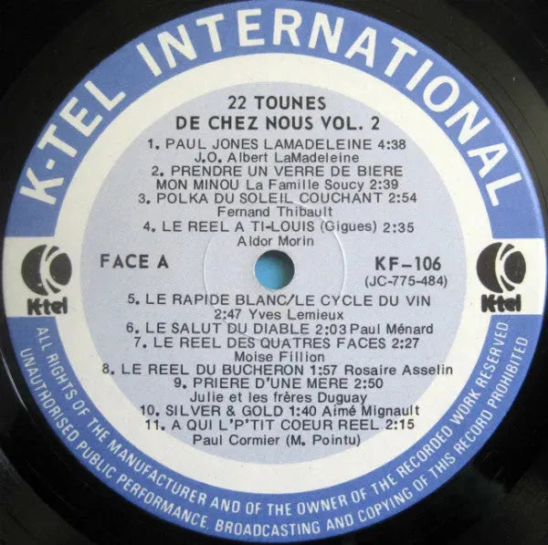 Various : 22 Nouvelles Tounes Authentiques De Chez-Nous Vol. 2 (LP, Comp)