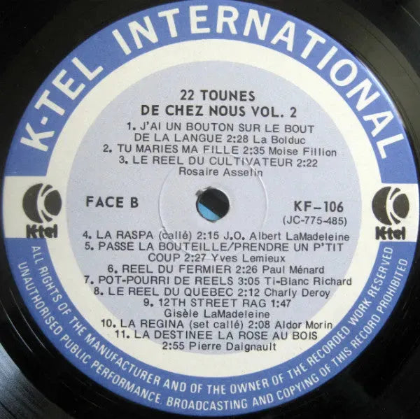 Various : 22 Nouvelles Tounes Authentiques De Chez-Nous Vol. 2 (LP, Comp)