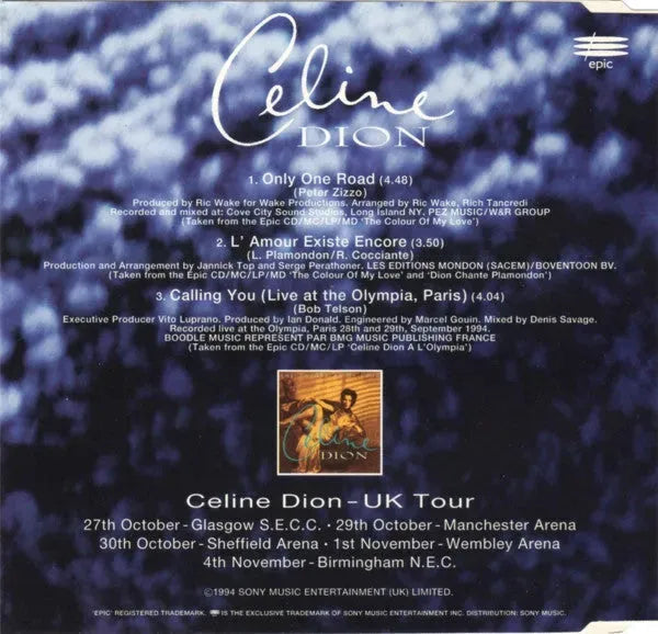 Céline Dion : Only One Road (CD, Single)