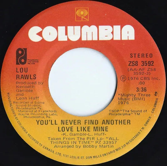 Lou Rawls : You'll Never Find Another Love Like Mine (7", Single)