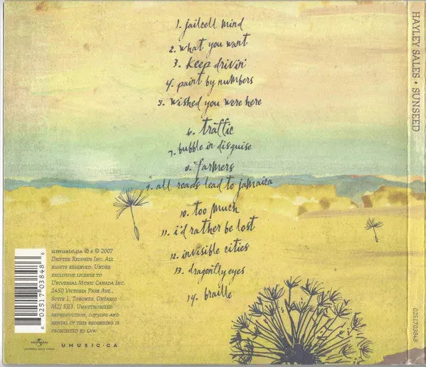 Hayley Sales : Sunseed (CD, Album)