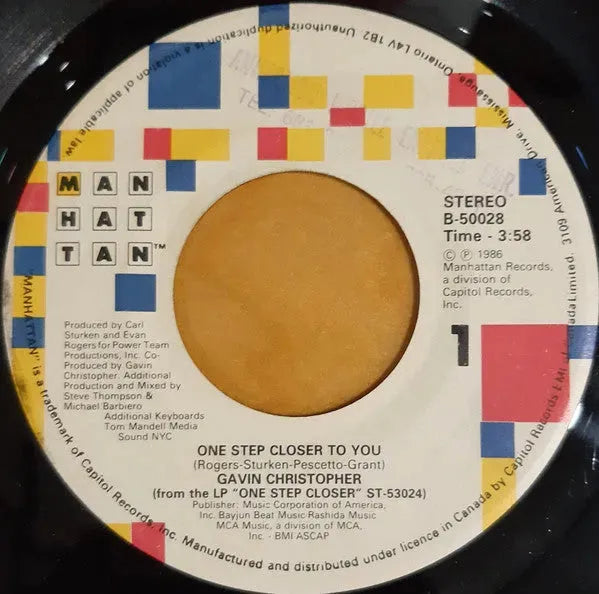 Gavin Christopher : One Step Closer To You (7")