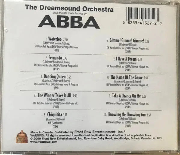 The Dreamsound Orchestra : Plays The Hits Made Famous ABBA (CD, Comp)