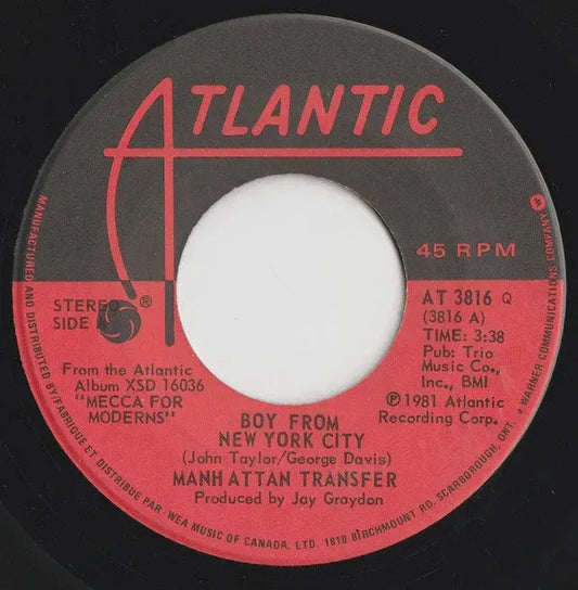 The Manhattan Transfer : Boy From New York City (7", Single)