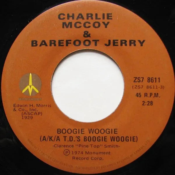 Charlie McCoy & Barefoot Jerry / Charlie McCoy : Boogie Woogie (A/K/A T.D.'s Boogie Woogie) / Keep On Harpin' (7", Single)