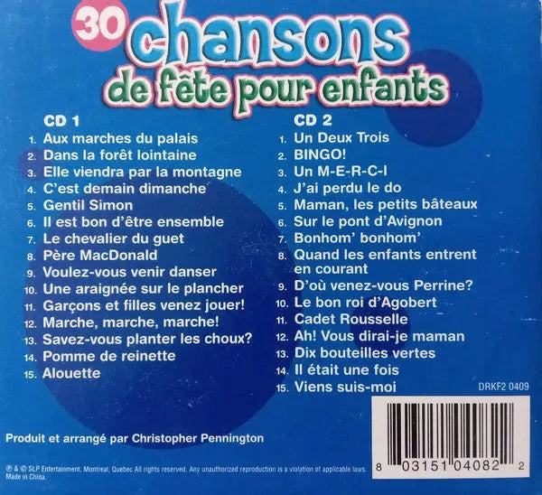 Unknown Artist : 30 Chansons De Fête Pour Enfants (2xCD)