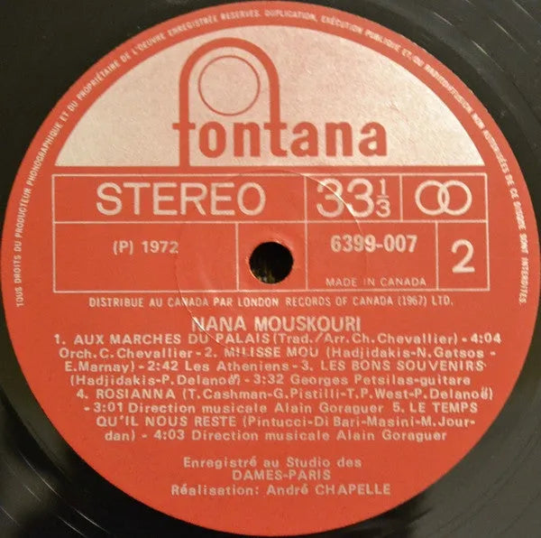 Nana Mouskouri : Une Voix Qui Vient Du Coeur (LP, Album, Sil)