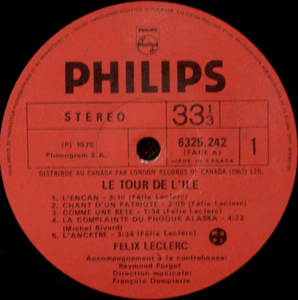 Félix Leclerc : Le Tour De L'île (LP, Album)