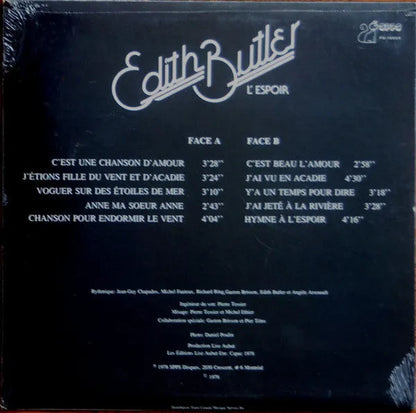 Edith Butler : L'espoir (LP, Album)