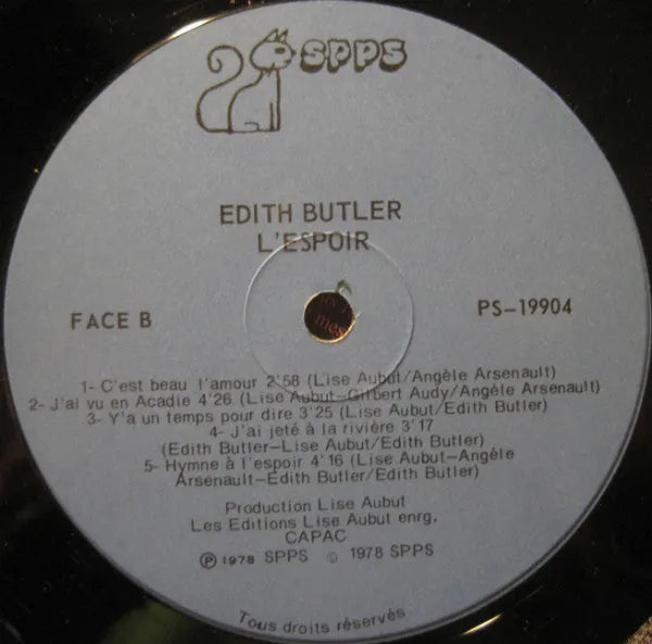 Edith Butler : L'espoir (LP, Album)