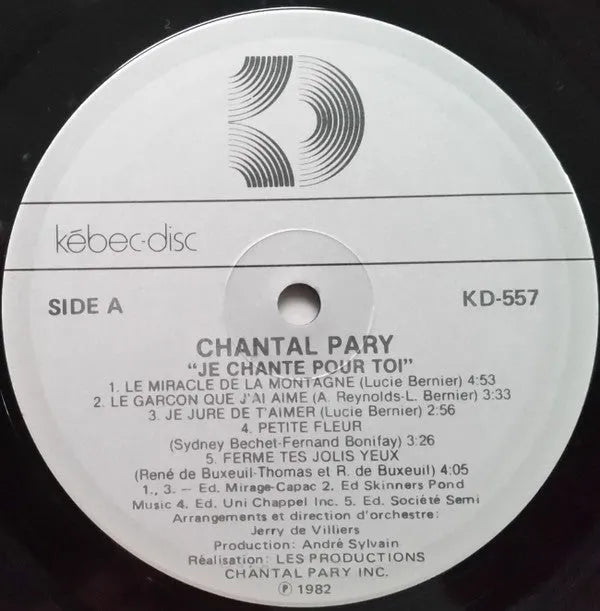 Chantal Pary : Je Chante Pour Toi (LP, Album)