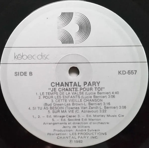 Chantal Pary : Je Chante Pour Toi (LP, Album)