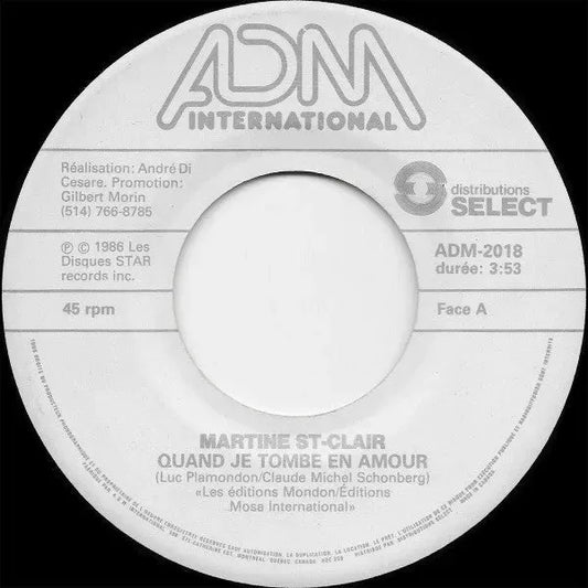 Martine St-Clair : Quand Je Tombe En Amour (7")