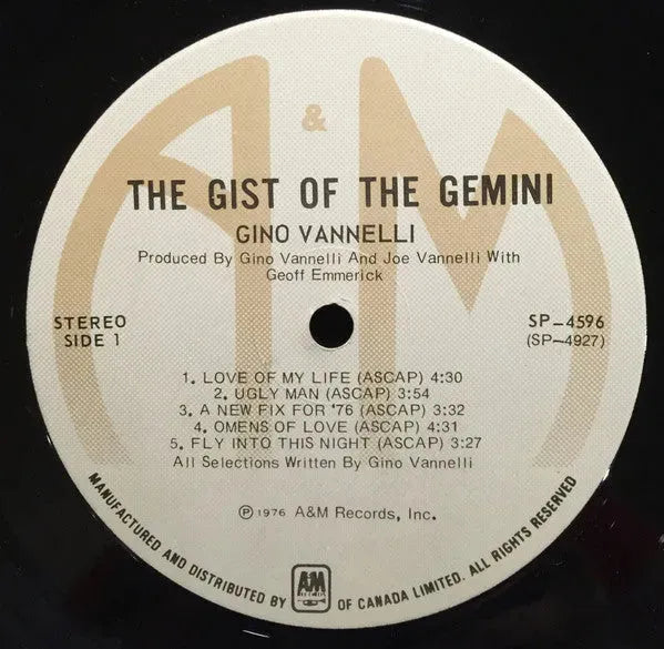 Gino Vannelli : The Gist Of The Gemini (LP, Album, Gat)