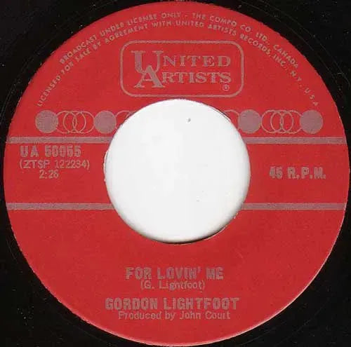 Gordon Lightfoot : Spin, Spin / For Lovin' Me (7")