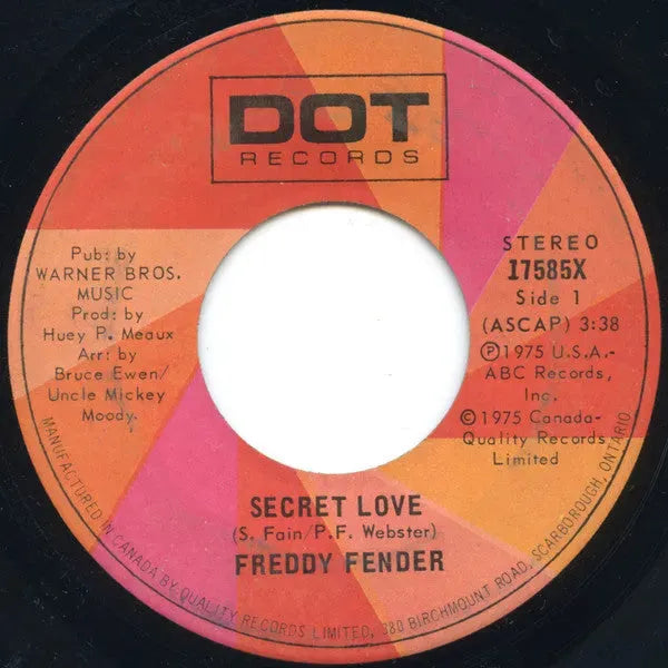 Freddy Fender (2) : Secret Love (7", Single)