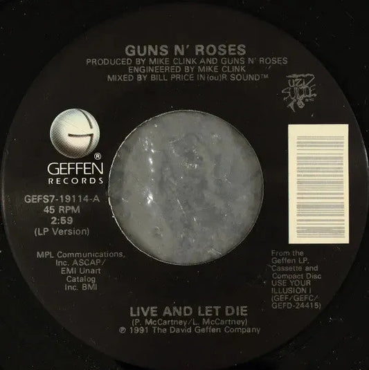 Guns N' Roses : Live And Let Die (7", Single)