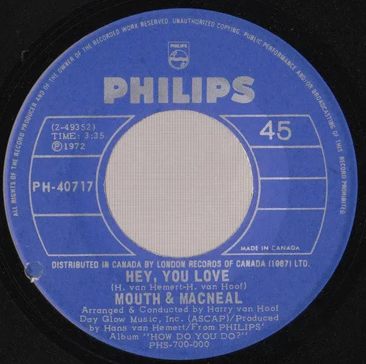 Mouth & MacNeal : Hey, You Love (7")