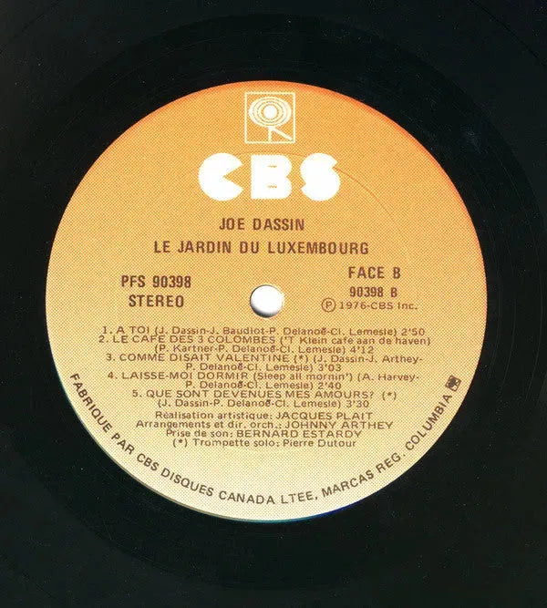 Joe Dassin : Le Jardin Du Luxembourg (LP, Album, Gat)