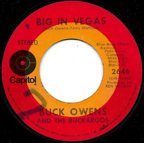 Buck Owens And His Buckaroos : Big In Vegas / White Satin Bed (7", Scr)