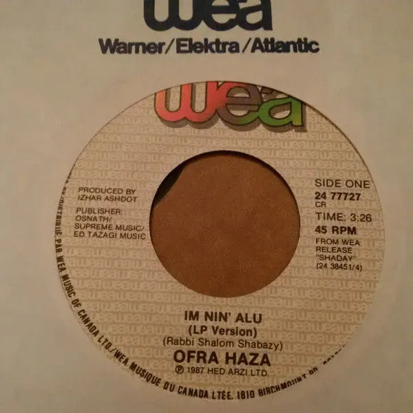 Ofra Haza : Im Nin'Alu (7")