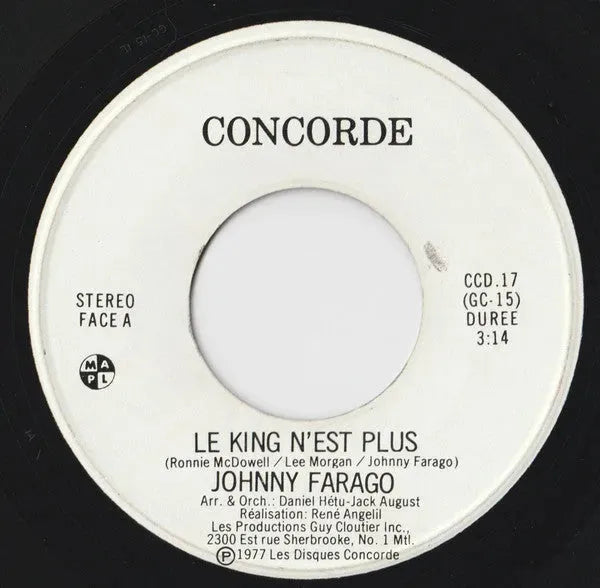 Johnny Farago : Le King N'est Plus (7", Single)