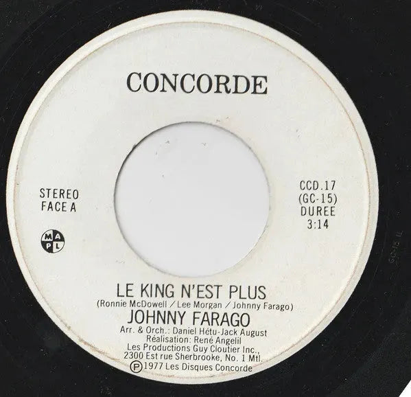 Johnny Farago : Le King N'est Plus (7", Single)