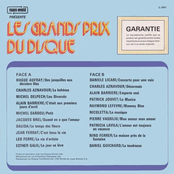 Various : Les Grands Prix Du Disque (LP, Comp)