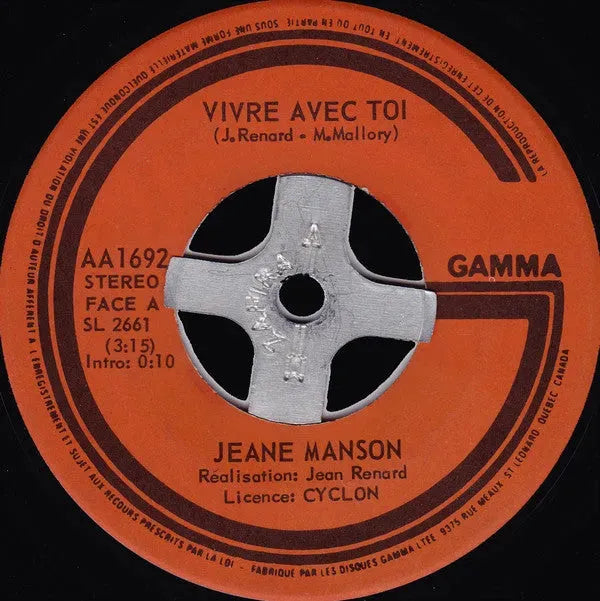 Jeane Manson : Vivre Avec Toi (7", Single)