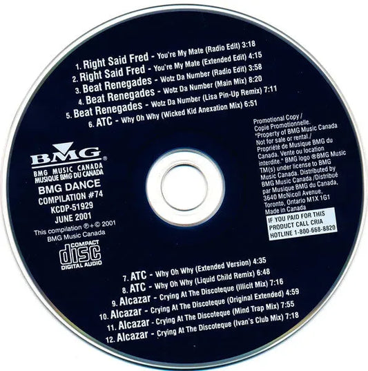 Various : BMG Dance Compilation #74 (CD, Comp, Promo)