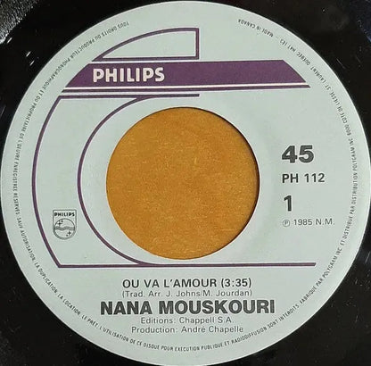 Nana Mouskouri : Ou Va L'amour (7", Single)