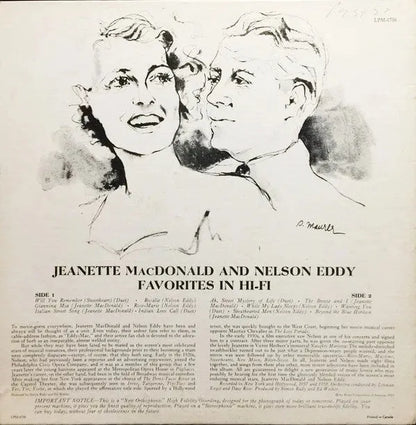 Jeanette MacDonald & Nelson Eddy : Favorites In Hi-Fi (LP, Album, Mono)