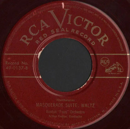 Aram Khatchaturian, Chicago Symphony Orchestra, Artur Rodzinski / Boston Pops Orchestra, Arthur Fiedler : Gayne, Ballet Suite: Sabre Dance / Masquerade Suite: Waltz (7", Red)