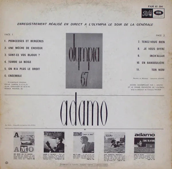 Adamo : Olympia 67 (LP, Album, Mono)