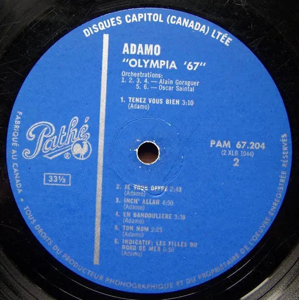 Adamo : Olympia 67 (LP, Album, Mono)