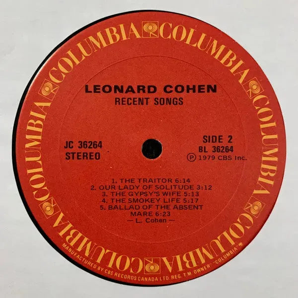 Leonard Cohen : Recent Songs (LP, Album)