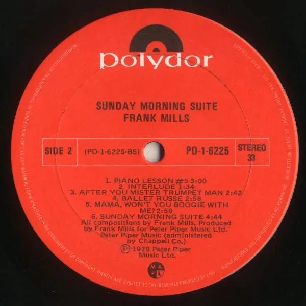 Frank Mills : Sunday Morning Suite (LP, Album)