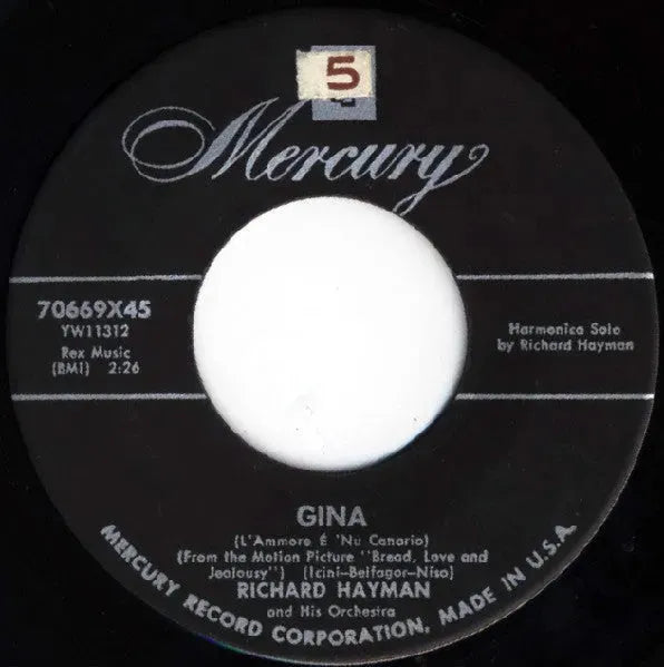 Richard Hayman And His Orchestra : Gina (L'Ammore É 'Nu Canario) / Tears On Satin (7", Single)