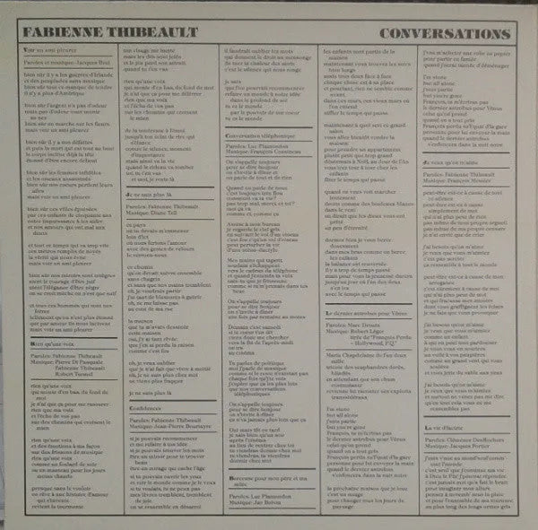 Fabienne Thibeault : Conversations (LP, Album, Gat)