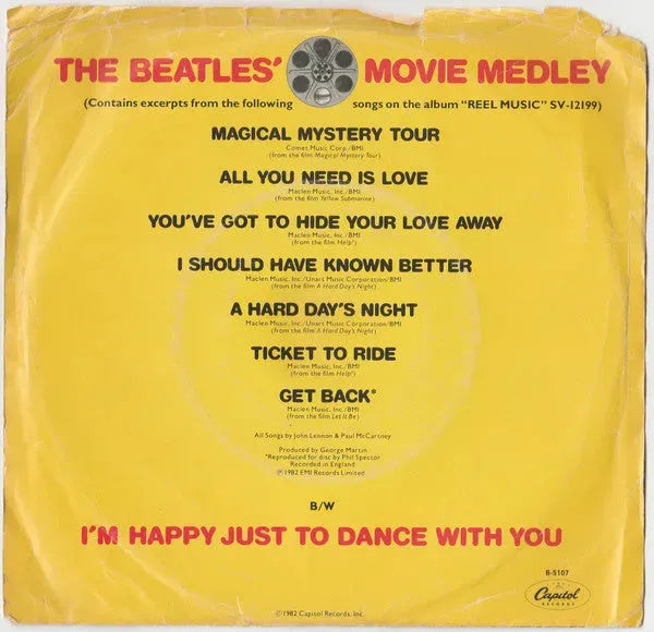 The Beatles : The Beatles Movie Medley (7", Mono)