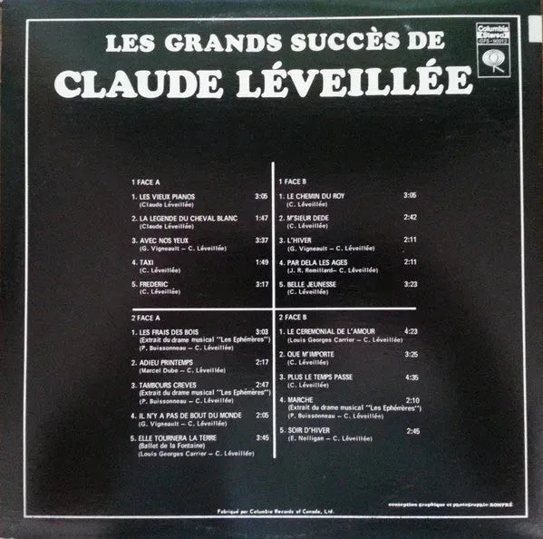 Claude Léveillée : Les Grands Succès De Claude Léveillée (2xLP, Comp)